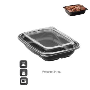 Protogo Contenedor Con tapa Negro 24onz Rectangular.